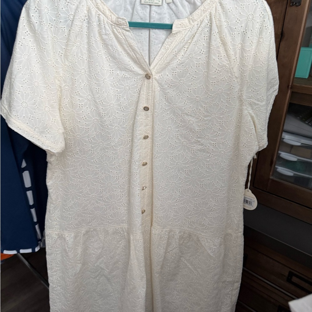 Spartina 449 “poppy dress” pearl white Daisy eyelet NWT-XL